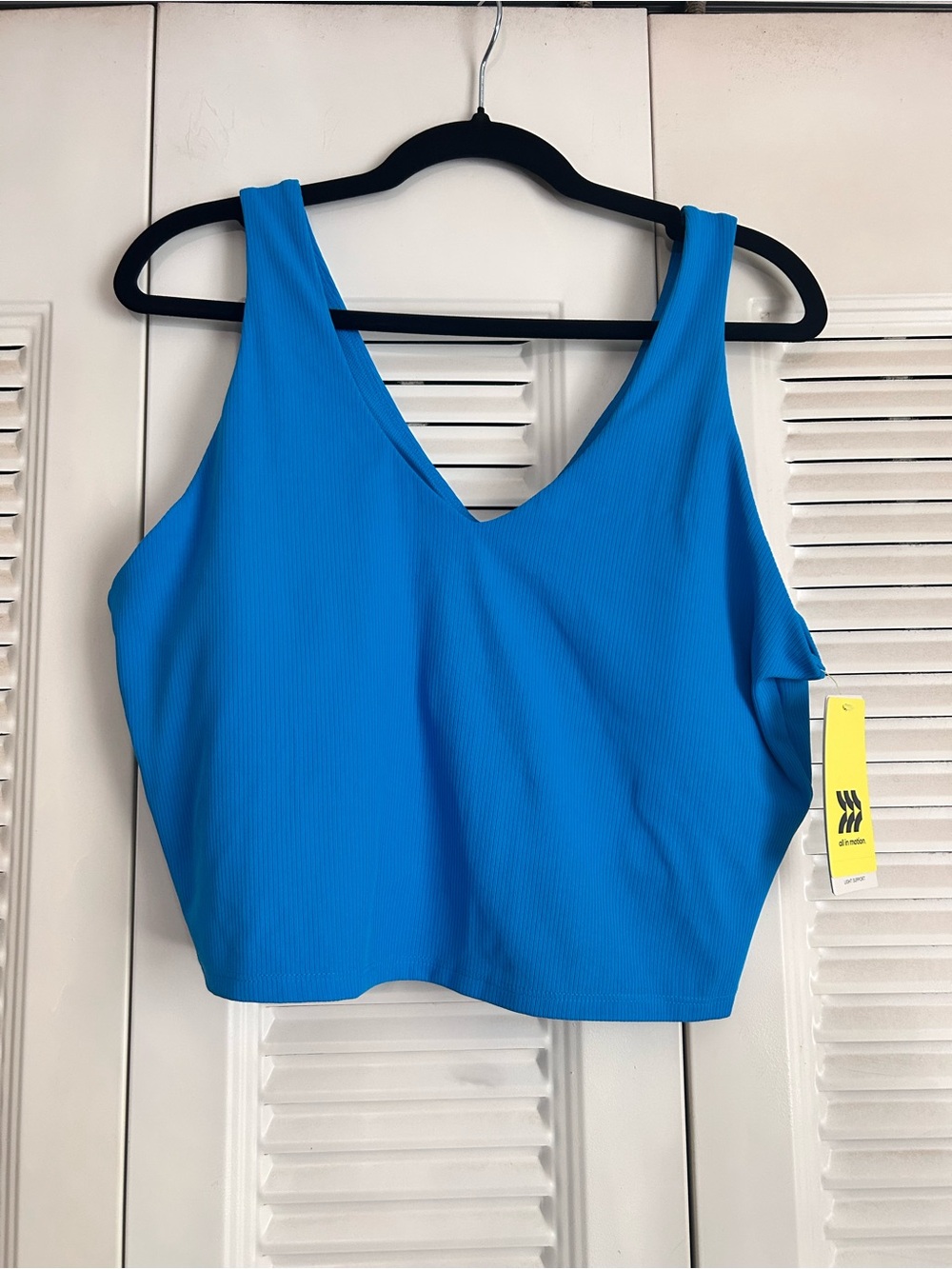 All in Motion Women’s XL Blue Ribbed Light Support Sports Bra Crop Top NWT